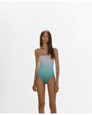 Mango Gradient Effect Strapless Swimsuit - White