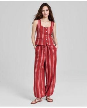 And Now This Now This Square Neck Striped Vest Pull On Drawstring Pants Macys Exclusive - Red
