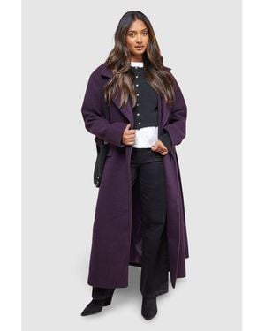 Oasis Tie Belt Detail Midi Coat - Blue