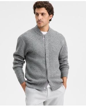 Alfani Elevated Sweater Bomber - Gray