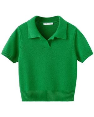 Mango Knitted Polo-neck Sweater - Green