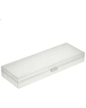 Gnuadz 4 Pieces Plastic Pencil Case Hinged Lid Snap Closure Stationery Storage Office - White