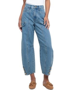 Blank NYC Silent March High-waisted Cargo Barrel-leg Jeans - Blue