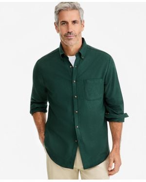 Club Room Long-sleeve Flannel Plaid Shirt - Green