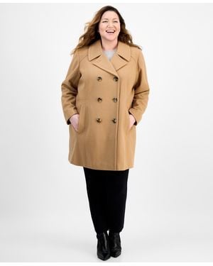 Anne Klein Plus Size Double-breasted Peacoat - Natural
