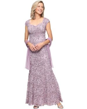 Alex Evenings Sequined Soutache Mermaid Gown - Purple