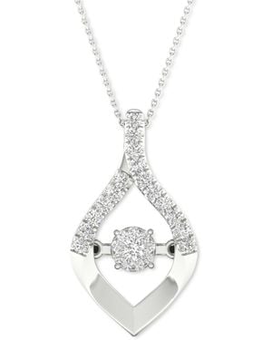 Twinkling Diamond Star Diamond Wishbone 18" Pendant Necklace (1/5 Ct. T.w. - White