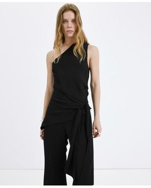 Mango Bow Asymmetrical Jumpsuit - Black
