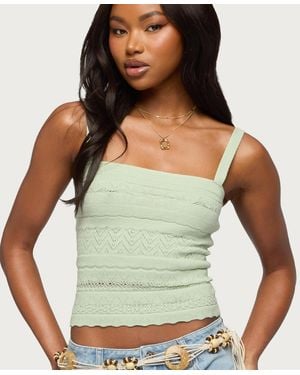 Edikted Naia Pointelle Knit Tank Top - Green