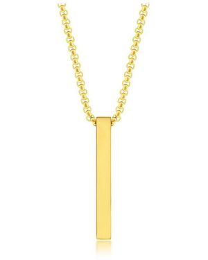 Metallo Stainless Steel Vertical Bar Necklace - Metallic
