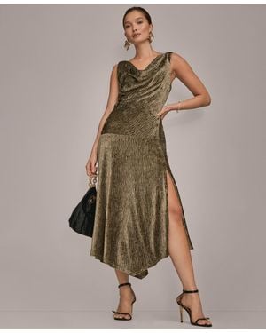 Donna Karan Crinkle Asymmetric Midi Dress - Green