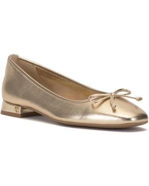 Vince Camuto Jenlea Almond-toe Block-heel Bow Ballet Pumps - Natural