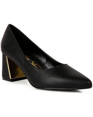 LONDON RAG Casey Metallic Detail Block Heel Pumps - Black