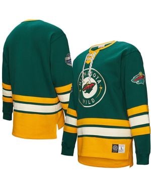 Mitchell & Ness Minnesota Wild Heritage Lace-up Pullover Sweatshirt - Yellow