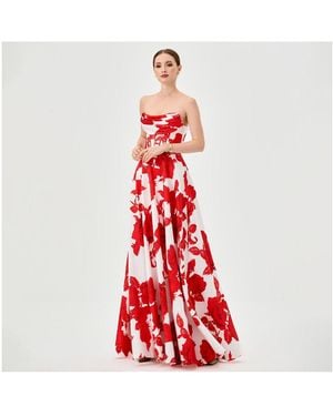 Bariano Virginia Corset Strapless Gown - Red