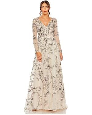 lyst formal dresses Tracy Studio LONG SLEEVES BOAT NECK FLORAL LASERCUT DRESS main image 1