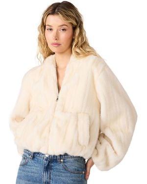 Steve Madden Carmilla Hooded Faux-fur Cropped Jacket - Natural