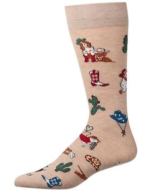 Memoi Rodeo Dogs Novelty Crew Socks - Pink