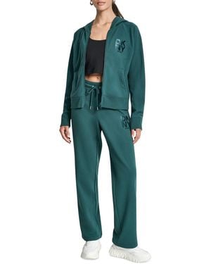 DKNY Stacked Satin Logo Full-zip Hoodie - Green