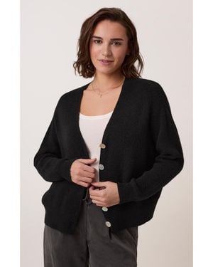 Celtic & Co. Slouchy Ribbed V-neck Cardigan - Black