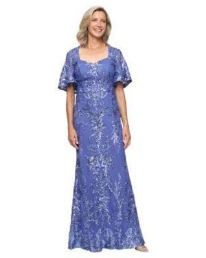 Alex Evenings Embroidered Sweetheart Ball Gown - Blue