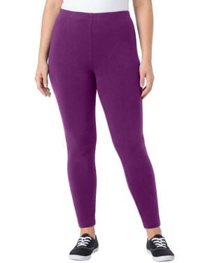 Woman Within Plus Size Within Stretch-cotton Knit Pull-on leggings - Purple