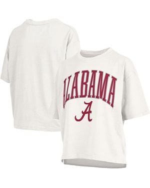 Pressbox Alabama Crimson Tide Nelson Arch Over Logo Waist Length Oversized Slub T-shirt - White