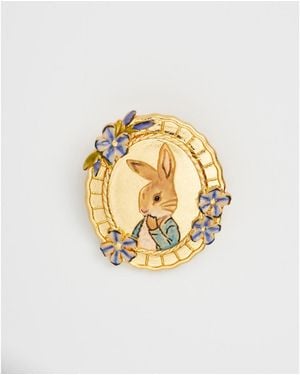 Fable England Peter Rabbit Cameo Brooch - Metallic