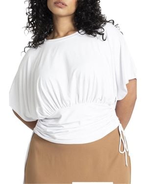 Eloquii Plus Size Kimono Sleeve Tee - White
