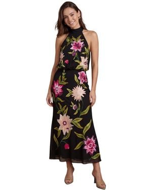 Coast Floral Halter Neck Maxi Dress - Black