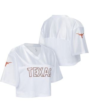 ZooZatZ Texas Longhorns Mesh Cropped V-neck T-shirt - White