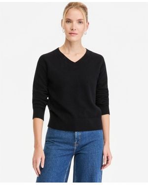 On 34th V-neck Long-sleeve Sweater - Black