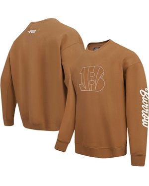 Pro Standard Joe Burrow Cincinnati Bengals Pullover Crewneck Sweatshirt - Brown