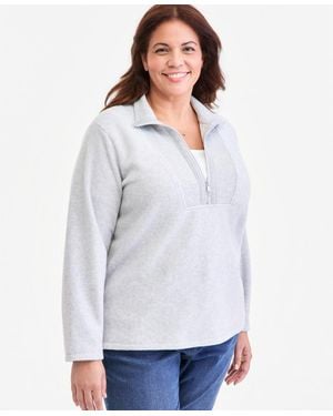 Style & Co. Plus Size Quarter Zip Fleece Tunic - White