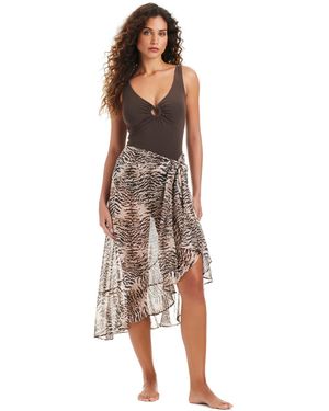Beyond Control The Tigress Printed Ruffle Cover Up Pareo - Multicolor