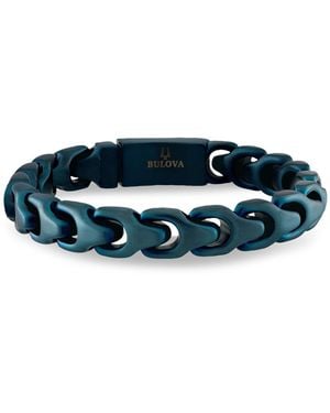 Bulova Blue-tone Stainless Steel Link Bracelet