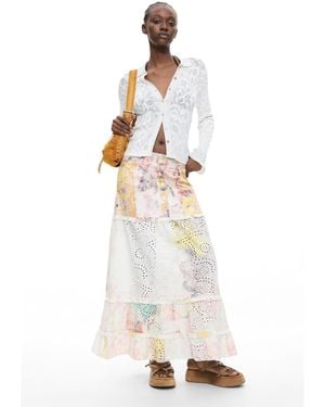 Desigual Floral Printed Skirt - White