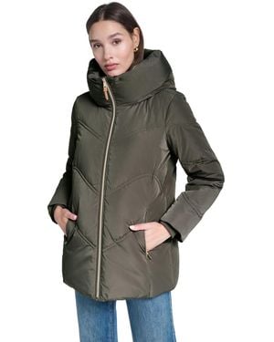 Cole Haan Chevron Quilted Down Puffer Jacket - Gray