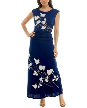 Taylor Floral Fit And Flare Dress - Blue