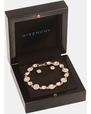 Givenchy Gold-tone Boxed Blue Pave Halo Bracelet And Earring Set - Black