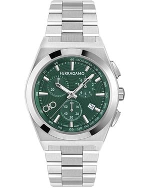 Ferragamo Vega Upper East Chrono Silver Bracelet Watch 42mm - Multicolor