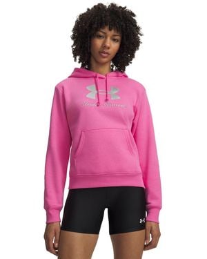 Under Armour Rival Hooded Shimmer Sweatshirt - Pink