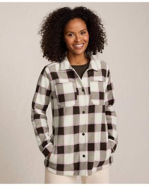 Lands' End Petite Print Anyweather Fleece Shirt Jacket - Brown