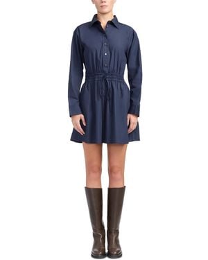 10 Crosby Derek Lam Valen Long-sleeve Collared Fit & Flare Shirt Dress - Blue