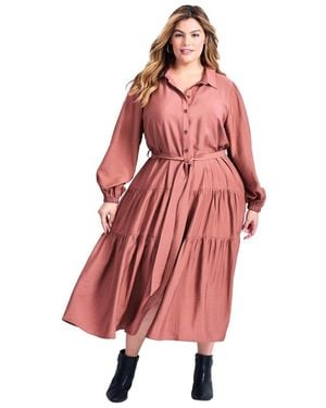Avenue Plus Size Marianne Tiered Shirtdress