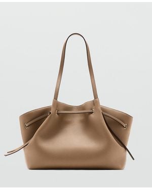 Mango Large Faux-leather Shoulder Bag - Natural
