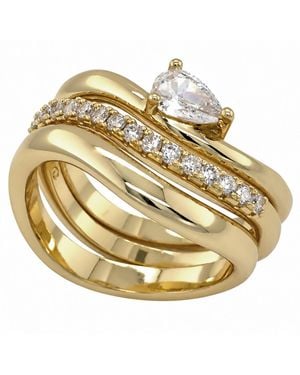 And Now This Cubic Zirconia -tone Plated Triple Stack Ring - Metallic
