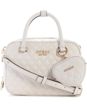 Guess Atabey Small Boxy Satchel Bag - White