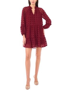 Msk Long Sleeve V-neck Tiered Babydoll Dress