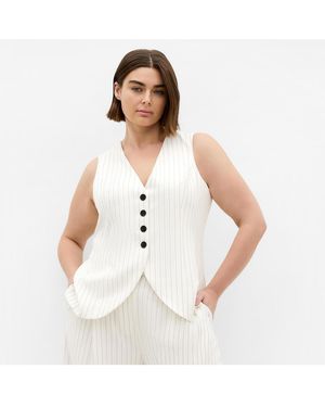 City Chic Pinstripe Contrast Vest - White